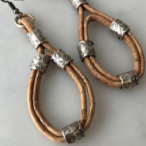 Silver and cork earrings.